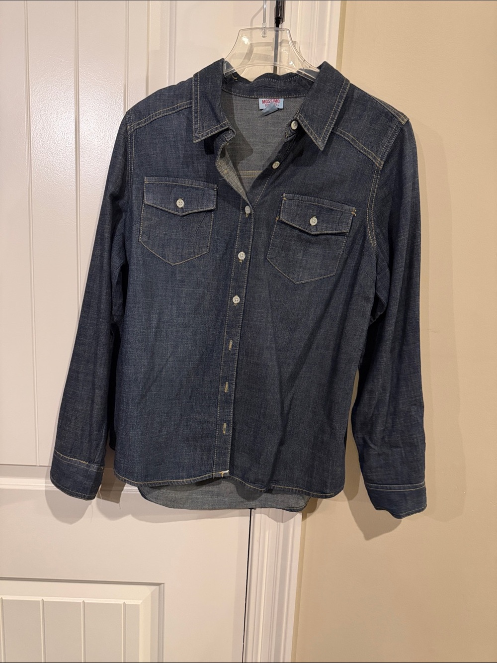Mossimo Supply Co. Dark Blue Denim Button-Front Shirt